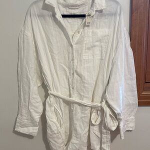 Aerie White Button-Up romper